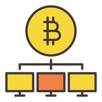 Computers and Bitcoin sign Decentralized Cryptocurrency colored icon or design element vector