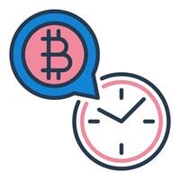 Time and Bitcoin Cryptocurrency Clock colored icon or design element vector