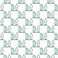 Bitcoin with Arrow Cryptocurrency outline seamless pattern vector