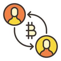 P2P Cryptocurrency Exchange Bitcoin Trading colored icon or design element vector