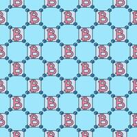 Blocks with Bitcoin Decentralized Cryptocurrency colored seamless pattern vector