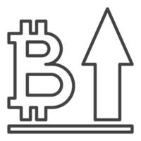 Bitcoin with Arrow Cryptocurrency outline icon or symbol vector