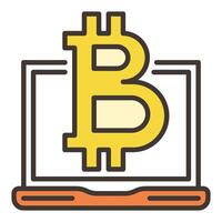 Bitcoin on Laptop Decentralized Cryptocurrency colored icon or design element vector