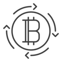Bitcoin with Arrows Crypto Currency round icon or sign in thin line style vector