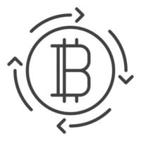 Bitcoin with Arrows Crypto Currency round icon or sign in thin line style vector