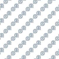 Bitcoin P2P Crypto Currency in Speech Bubble seamless pattern in thin line style vector