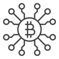 Bitcoin Chip Crypto Technology linear icon or symbol vector