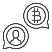 Bitcoin P2P Crypto Currency in Speech Bubble icon or sign in thin line style vector