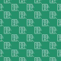 Bitcoin on Tablet Screen Crypto Currency seamless pattern in thin line style vector