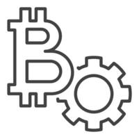 Bitcoin and Gear Crypto Currency Settings icon or sign in thin line style vector