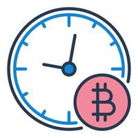 Bitcoin Clock Decentralized Cryptocurrency colored icon or design element vector