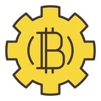 Gear with Bitcoin Cryptocurrency colored icon or design element vector