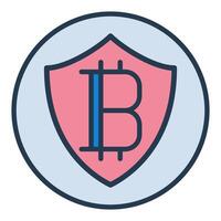 Bitcoin in Shield Cryptocurrency Protection colored icon or logo element vector