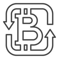 Bitcoin Sign Decentralized Cryptocurrency thin line icon or symbol vector