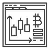 Web Browser with Bitcoin Trading Cryptocurrency outline icon or symbol vector