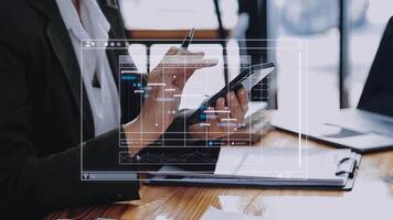 Project manager working with Gantt chart schedule to plan tasks and deliverables. Scheduling activities with a planning software, Corporate strategy for finance, operations, sales, marketing. video