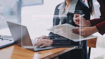 Project manager working with Gantt chart schedule to plan tasks and deliverables. Scheduling activities with a planning software, Corporate strategy for finance, operations, sales, marketing. video