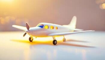 photo of mini plane toy with glowing light,