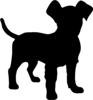 en stencil ClipArt terar de silhuett av en söt hund. hund ClipArt i minimalistisk stil. ai-genererad. png