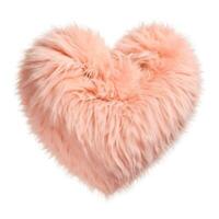 plush peach color heart with fur on white background photo