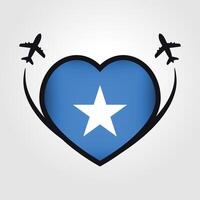 Somalia Travel Heart Flag With Airplane Icons vector