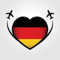 Germany Travel Heart Flag With Airplane Icons vector