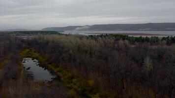 Autumn Tapestry Aerial Views of Russia Nature Drone Footage Over Volga River, Forest, and Mountains. Russia, Samara region video