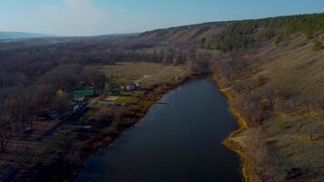 Autumn Tapestry Aerial Views of Russia Nature Drone Footage Over Volga River, Forest, and Mountains. Russia, Samara region video