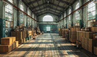 Large industrial hall of repair station photo