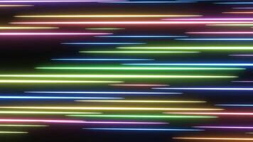 Abstract background of fast moving neon lines isolated with colorful black light shot, visual for advertising banner, computer technology data transmission video