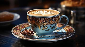 taza de café con oriental ornamento foto