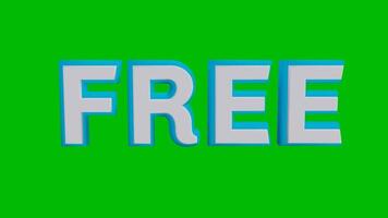 ''free'' word 3d White and blue colors rotating right and left on green background video