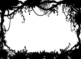 Tropical jungles frame with liana vines silhouette vector