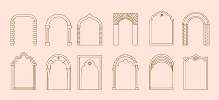 boho arco puerta marcos, florido arcadas conjunto vector