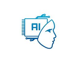 Artificial Intelligence icon, AI machine learning vector