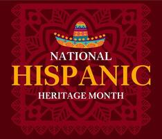 Hispanic heritage month banner with sombrero hat vector