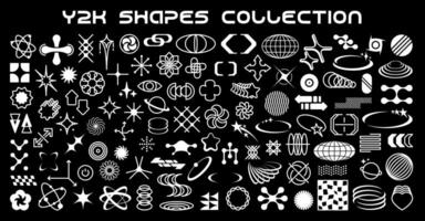 Monochrome retro y2k shapes and elements vector