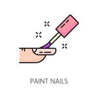 Nail manicure service paint color line icon vector