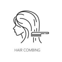 Hair combing care and treatment thin line icon vector