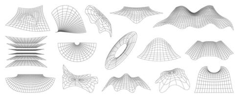 Wireframe grid mesh futuristic net, 3D perspective vector