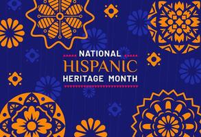 Hispanic heritage month banner, flowers pattern vector