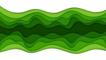 Green paper cut waves background, ecology vector