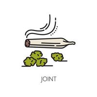 Medical cannabis joint color thin line icon vector
