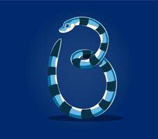 Sea animal underwater font, letter B cartoon snake vector