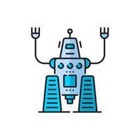 Cartoon robot color line icon, robotic android vector