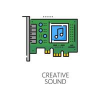Computer sound card software color outline icon vector