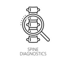 Chiropractic medicine line icon, spine diagnostics vector