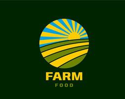 Agriculture rural farm field icon, round badge vector