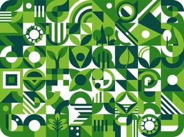 Green environment geometric pattern with plants vector