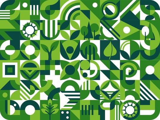 Green environment geometric pattern with plants